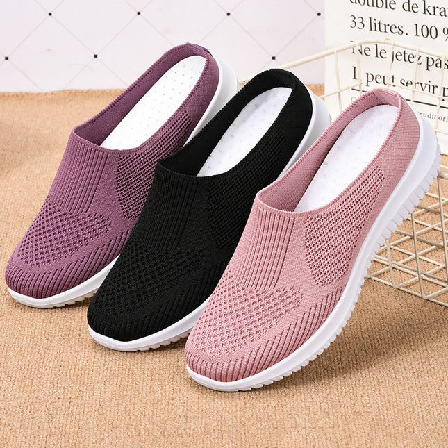 Women's Plus Size Cloth Shoes Breathable Fly Knit Shoes Soft Sole Casual Shoes