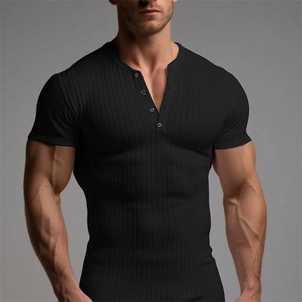 Men's Sport Slim Short-sleeved Fitness Elastic Threaded Tight T-shirt