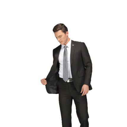 Wholesale Men's Business Black Striped Blazer Pants Two Piece Suit