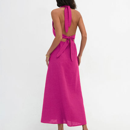 Wholesale Ladies Sexy Deep V Backless Dress Long Dress Summer Slim Maxi Dress