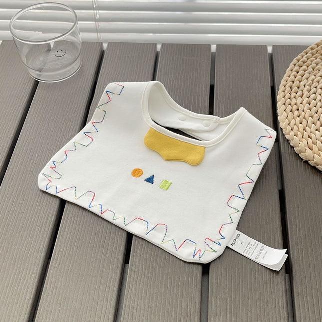 Wholesale Baby Cotton Waterproof Embroidery Square Bib 4-Pack