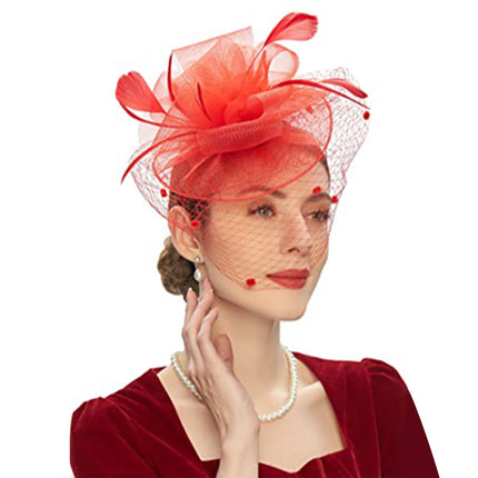 Wholesale Bridal Headdress Hair Accessories Veil Hairpin Mesh Top Hat Wedding Headband