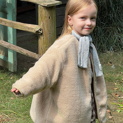 Wholesale Children's Fall Winter Towel Embroidered Padded Thickened Faux Fur Coat