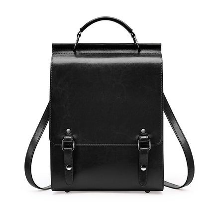 Women's Genuine Leather Backpack for College Students British College Style School Bag 
