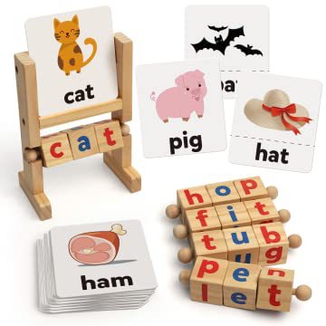 Wooden Reading Alphabet Spelling Building Blocks Game Puzzle Children's Alphabet Stand Toy