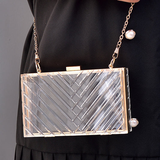 Wholesale Women's Acrylic Transparent Popular Evening Bag Detachable Clutch Bag 