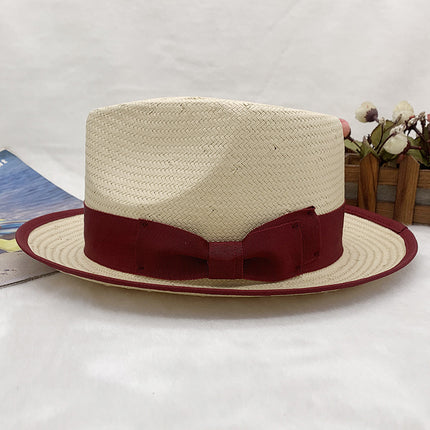 Men's and Women's Hand-knit Jazz Hat Sunshade Straw Hat Spring and Summer Hat 