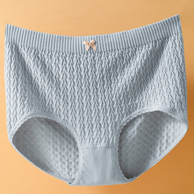 Women's Cotton High Waist Antibacterial Crotch Lace Trim Plus Size Briefs