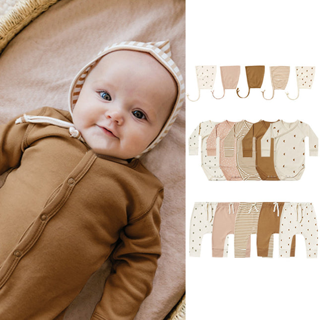 Newborn Baby Long-sleeved Side-snap Bodysuit Slanted Front Buckle Cotton Triangle Romper