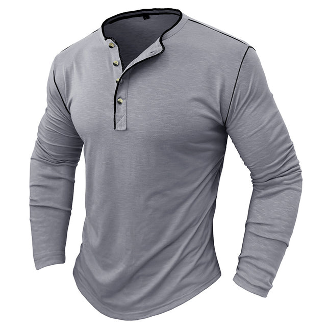 Men's Fall Winter Plus Size Long Sleeve Henley T-Shirt