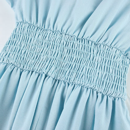 Wholesale Ladies Summer Cotton Linen A Line Maxi Dress Women's V Neck Casual Dress