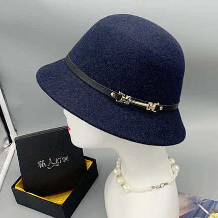 Wholesale Women's Dome Basin Hat Warm Bucket Hat Wool Felt Hat 