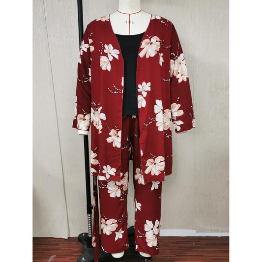 Wholesale Plus Size Ladies Pajamas Camisole Trousers Homewear Three-piece Set