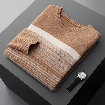 Wholesale Men's Casual Jacquard Thickened Round Collar Woolen Sweater