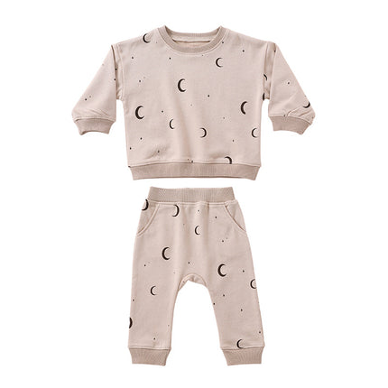 Infant Baby Spring Print Hoodies & Joggers Two-piece Set