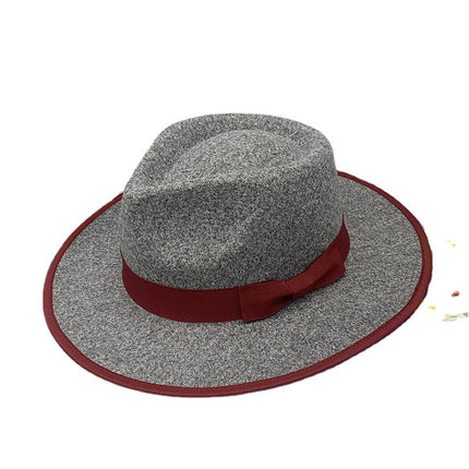 Wholesale Retro Woolen Hat Large Brim Tricot Monochrome Satin Jazz Hat 