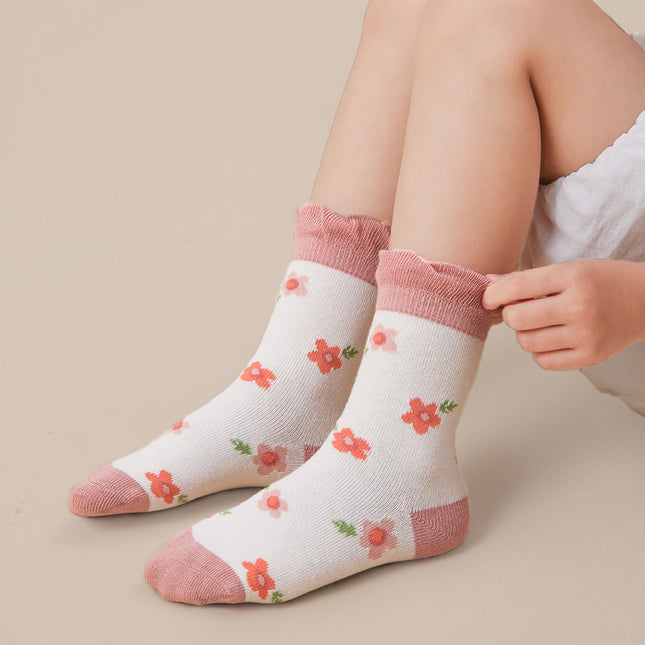 Wholesale 5 Pairs Kids Autumn Thin Strawberry Bunny Socks