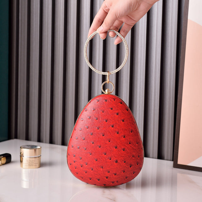 Wholesale Cute Strawberry Shape Chain Bag for Women Ostrich PU Features 
