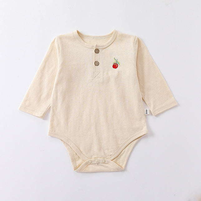 Wholesale Baby Autumn Cotton Long Sleeve Bodysuit Newborn Baby Embroidered Triangle Romper