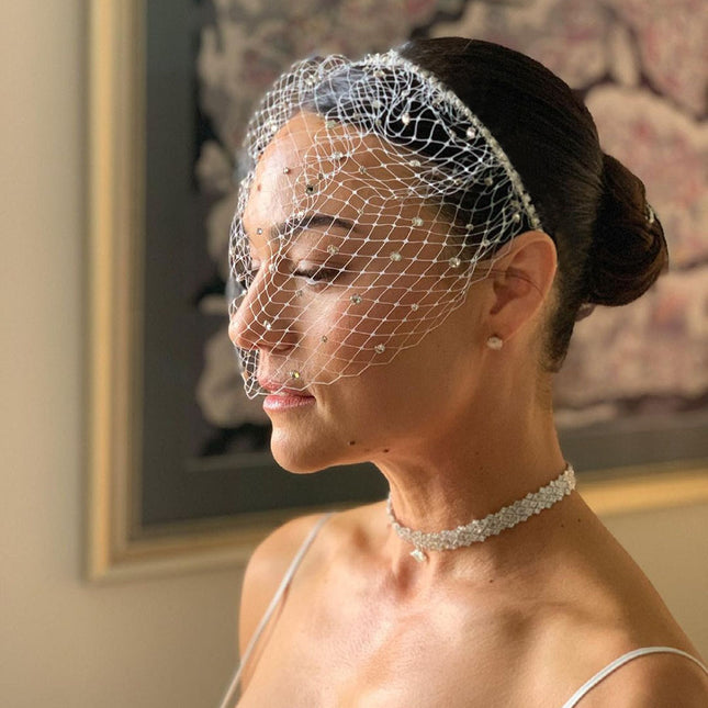 Wholesale Bridal Tiara Prom Party Dress Accessories Encrusted Rhinestone Rhinestone Veil Headband