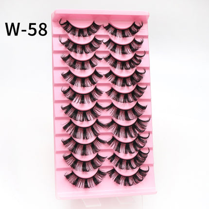 Wholesale of 10 Pairs of Russian Curled D-curved Thick False Eyelashes 