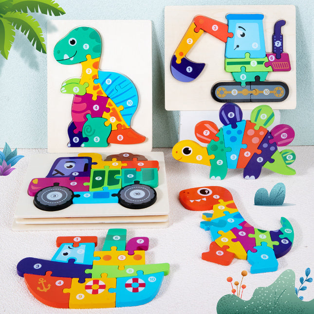 Children's Building Blocks Dinosaur Animal Three-dimensional Snap Puzzle Wooden Puzzle Toy