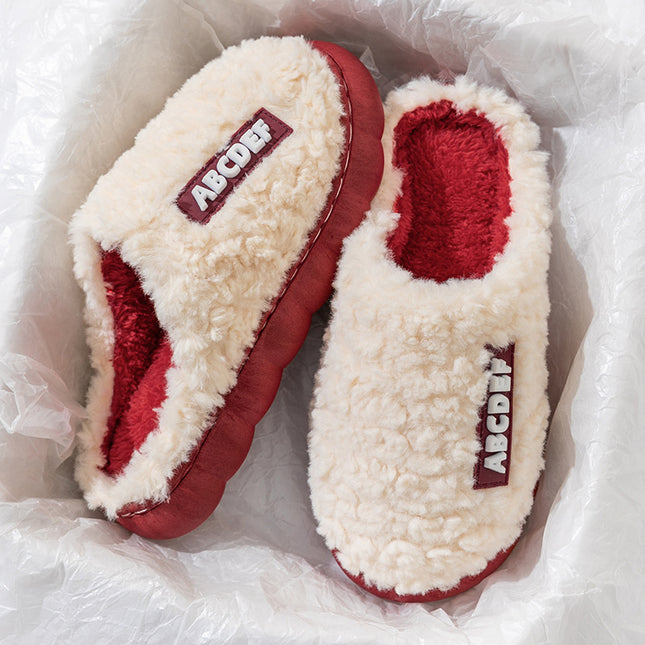 Wholesale Couple Fall Winter Slippers Warm Thick-soled Furry Slippers 