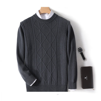 Wholesale Men's Winter Casual Loose Thickened Round Neck Wool Sweater