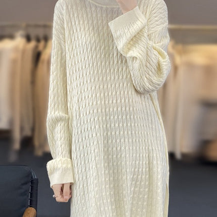 Wholesale Women's Winter Plus Size Half Turtleneck Mid-length Wool Sweater