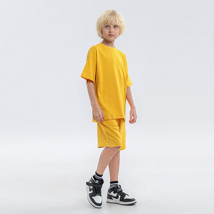 Wholesale Kids Solid Color Short Sleeve T-Shirt & Shorts Two-Piece Set