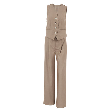 Wholesale Women's Simple Summer Blazer Vest and Trousers Set