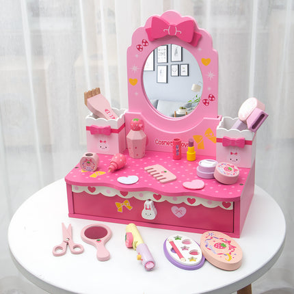 Wholesale Pink Bunny Desktop Dresser Wooden Children's Orange Role-playing House Makeup Toy 