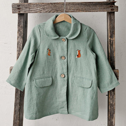 Wholesale Infants Toddlers Autumn Hand Embroidered Windbreaker Soft Lapel Jacket