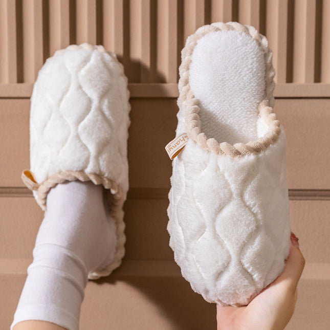 Wholesale Women's/Men's Winter Home Non-slip Warm Thick-soled Woolen Slippers 