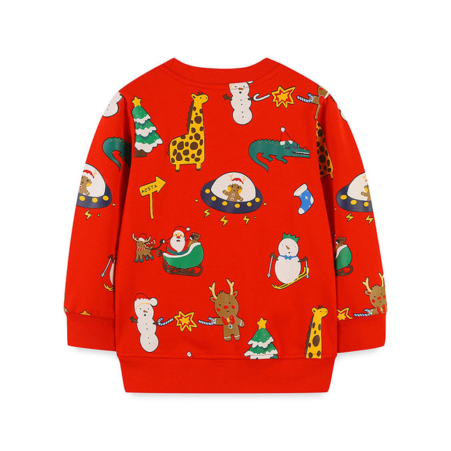 Wholesale Kids Christmas Pullover Cartoon Round Neck Hoodies