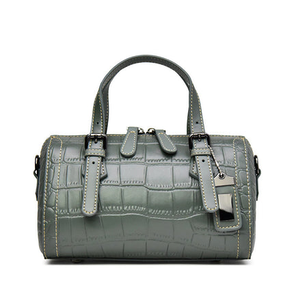 Women's Shoulder Bag Fashion Boston Bag Crossbody Bag Crocodile Pattern Cowhide Handbag