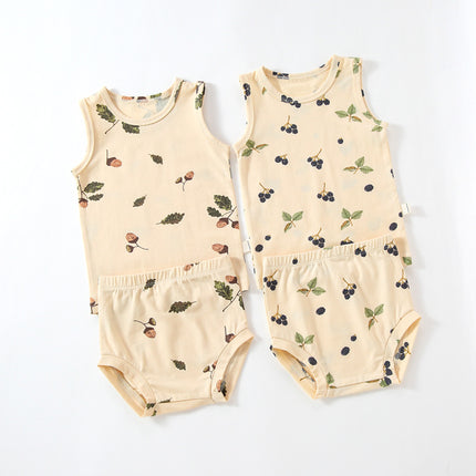 Wholesale Baby Summer Cotton Thin Sleeveless Vest Shorts Two-Piece Set