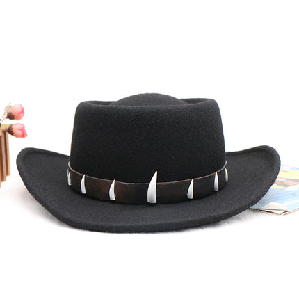 Men and Women Imitation Ivory Decorative Wool Felt Autumn and Winter Cowboy Hat