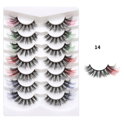 Wholesale 7 Pairs of Multi-layered Messy Thick 3D Colored False Eyelashes 