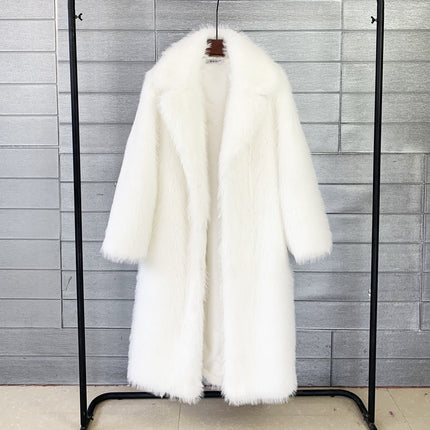 Wholesale Ladies Fall Winter Long Toka Lapel Collar Faux Fur Coat