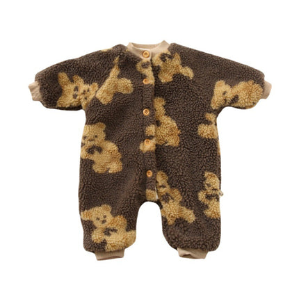 Wholesale Baby Sherpa Romper Baby Plush Thickened Romper Cartoon Coat