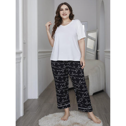 Wholesale Plus Size Ladies Loungewear Two-piece Set Summer Pajamas