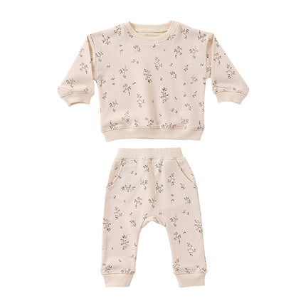 Infant Baby Spring Print Hoodies & Joggers Two-piece Set