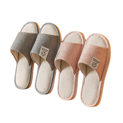 Women's Spring Summer Household Indoor Non-slip Cotton Linen Soft-soled Slippers 