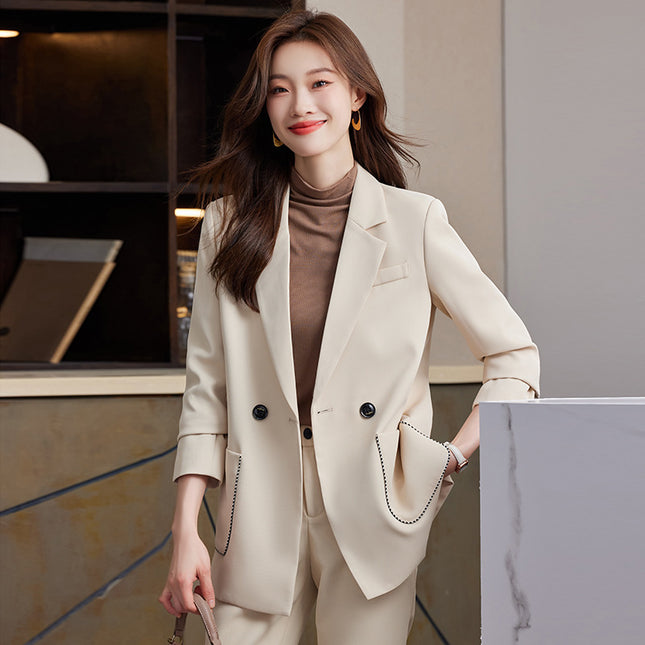 Wholesale Women's Autumn Winter Casual Double-breasted Blazer Top