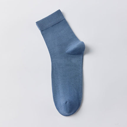 Men's Spring Autumn Sweat-Absorbent Antibacterial Solid Color Long-Tube Cotton Socks