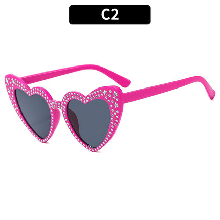 Women's Personalized Heart-shaped Trend Rhinestone Heart Fashion Love Sunglasses