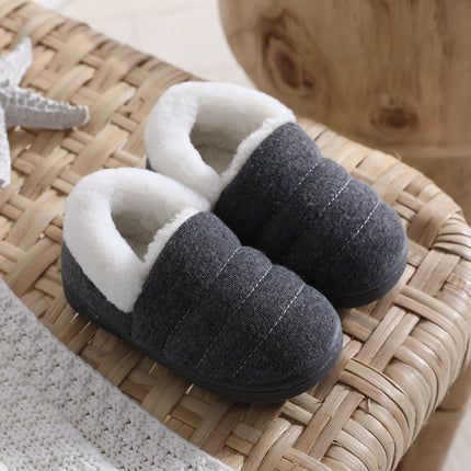 Children's Winter Non-slip Warm Plush Plus Velvet Home Faux Fur Slippers 