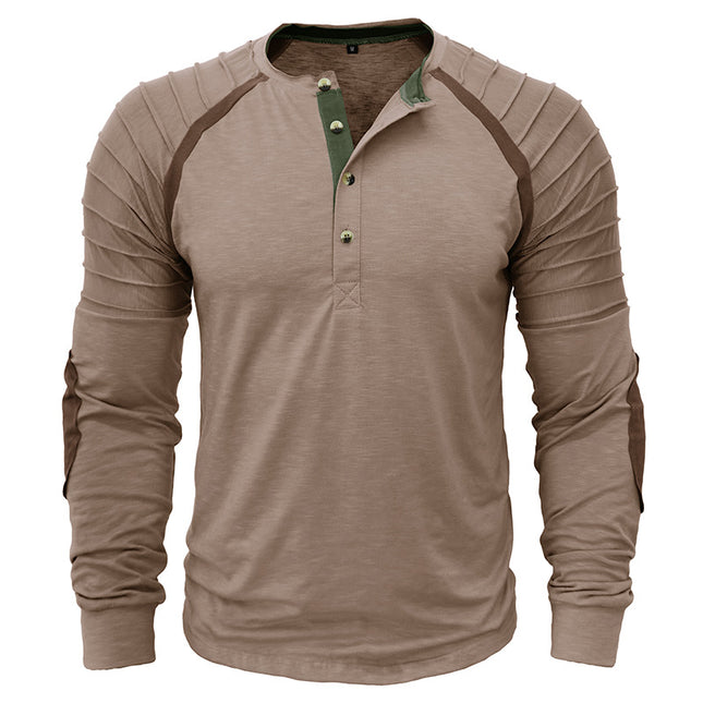 Wholesale Men's Outdoor Long-sleeved Henley Sports T-shirt Tops