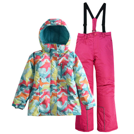 Wholesale Girls Outdoor Sports Camouflage Jacket Overalls Ski Suit